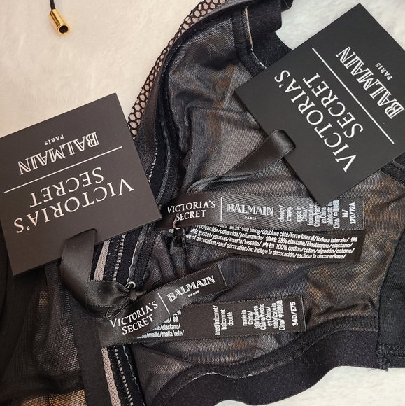 NWT Victoria's Secret X Balmain 2017 Fashion Show 3pc Set! 34D/med 🖤 - Picture 11 of 13